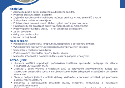 Nabídka pracovní pozice – speciální pedagog (SAS)