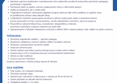 Nabídka pracovní pozice – speciální pedagog CDS
