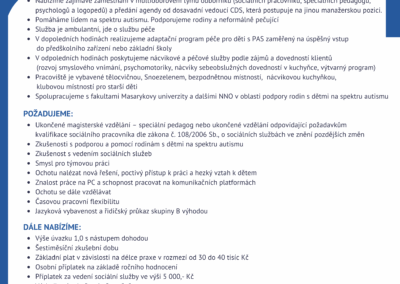 Nabídka pracovní pozice – vedoucí CDS, speciální pedagog nebo sociální pracovník