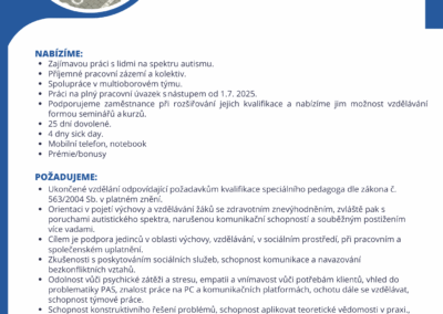 Nabídka pracovní pozice – Speciální pedagog Zlín